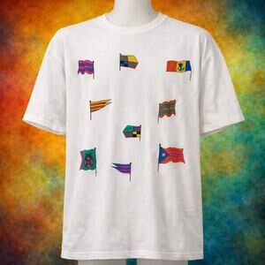 VTG Nautical Boating Flag SS Stedman Tag Made in USA Shirt S